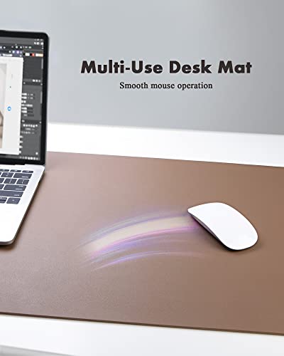 YSAGi Double-Sided Desk Pad, Leather Desk Mat, Eco Cork Desk Pad Protector,Large Mouse Pad,Waterproof Desk Blotter for Office/Home (Coffee+Cork, 47.2" x 23.6") - color: Coffee+cork, size: 47.2" x 23.6"