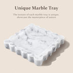 Marble Tray for Bathroom, Scalloped Tray, Marble Vanity Tray, Natural Stone Tray, Marble Tray for Kitchen Counter, Jewelry, Candle, Lotion, Countertop, Bathroom, Home Decor, Square - style: Square