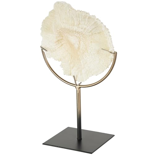Deco 79 Polystone Coral Decorative Sculpture Textured Home Decor Statue with Bronze Stand, Accent Figurine 7" x 5" x 12", Light Blue - color: Light Blue, size: 7" x 5" x 12"