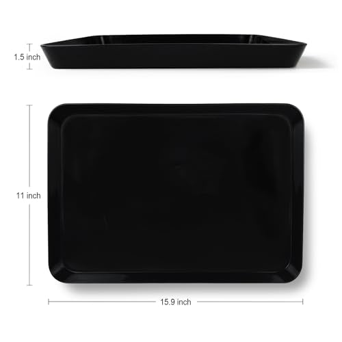 greenandlife 4 pcs 16" x 11" Large Serving Trays for Party Supplies, Plastic Platters for Serving Food, Unbreakable Reusable Trays for Snack, Fruit, Cookies, Desserts in Kitchen, BPA Free, Black - color: Black