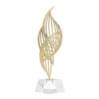 Spiral Mesh Sculpture Gold Abstract Art Decor Modern Luxury Home Decoration Desk Shelf Figurines 10.2 Inch for Living Room Bedroom Office (Crystal White) - size: Crystal White