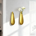Sculptural Wall Ceramic Vase — 2 Pack Gold Hanging Sconce Vase | Turn Flowers into Art — Decorative Ceramic Wall Sconce for Single Stem Displays - size: 2pcs-Large