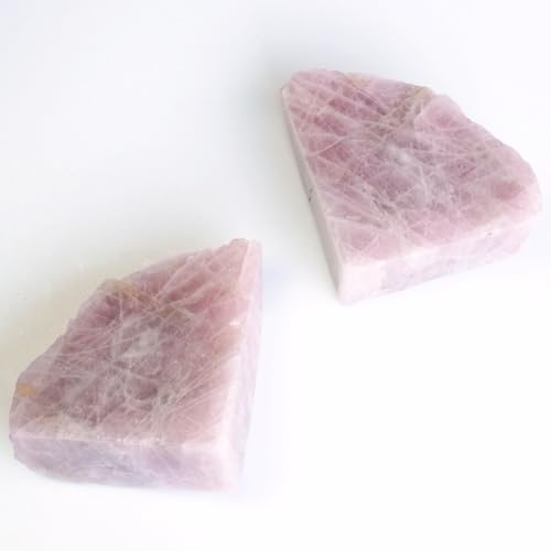 Heavy Duty Rose Quartz Bookends - Decorative Stone Book Ends 5-6 Lbs, for Office Home Decor, Large Book Holder Gift (1 Pair, 4-6.5" Height with Non-Slip Bumpers) - size: 5-6LBS