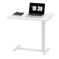 Sweetcrispy Overbed Bedside Table with Wheels, Adjustable Hospital & Home Use Bed Table, Rolling Laptop Table, Mobile Standing Desk, White - color: White