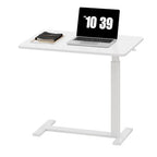 Sweetcrispy Overbed Bedside Table with Wheels, Adjustable Hospital & Home Use Bed Table, Rolling Laptop Table, Mobile Standing Desk, White - color: White