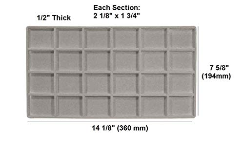 888 Display USA - 3 Pcs Grey 24 Slot Coin Jewelry Showcase Display Tray Flocked Inserts - color: Grey
