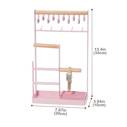 ProCase Cute Jewelry Stand, Aesthetic Jewelry Organizer for Dresser Vanity, Jewelry Holder Display for Necklaces Earrings, Gifts for Teen Girls Women, Bedroom Dorm Decor -Large, Pink - color: Pink, size: 13.4" Height