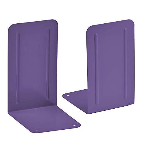 Acrimet Steel Metal Bookends for Shelves, Heavy Duty, for Large Books, 6 7/8" Tall X 4" Wide X 4 1/2" Deep, Purple Colored, 1 Pair - color: Purple