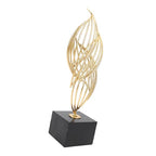 Modern Metal Sculpture, Iron Luxury Abstract Art Statue Decorative Table Centerpiece Ornament for Living Room Office Gold (Black Base)