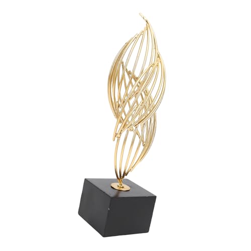 Modern Metal Sculpture, Iron Luxury Abstract Art Statue Decorative Table Centerpiece Ornament for Living Room Office Gold (Black Base)