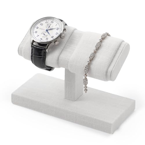 Microfiber Watch Display Stand T-bar For Men And Women, Jewelry Holder Organizer For Wristwatch/Bracelet/Storage Display Rack (Linen) - color: Linen, size: 2 Slots