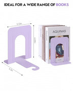 Honagu Bookends, Metal Book Ends, Bookends for Shelves, Book Holder Stopper for Heavy Books/CDs/DVDs ((1 Pair/2 Pieces, Light Purple) - color: Light Purple