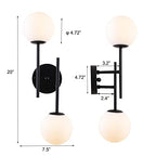 BYOLIIMA Black Globe Wall Sconces, 2-Light Modern Matte Black Vanity Lights with White Globe Glass Shade, Industrial Farmhouse Wall Lamp for Bedroom, Living Room, Kitchen, Bathroom - color: Black