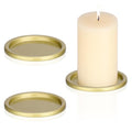 OwnMy 3PCS Iron Candle Holders for Pillar Candles, 3 Inch Metal Pillar Candle Plates and Trays, Small Round Tealight Holders Elegant Candle Stands Bases for Wedding Dining Table Centerpieces, Gold - color: Gold-3pcs