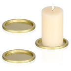 OwnMy 3PCS Iron Candle Holders for Pillar Candles, 3 Inch Metal Pillar Candle Plates and Trays, Small Round Tealight Holders Elegant Candle Stands Bases for Wedding Dining Table Centerpieces, Gold - color: Gold-3pcs