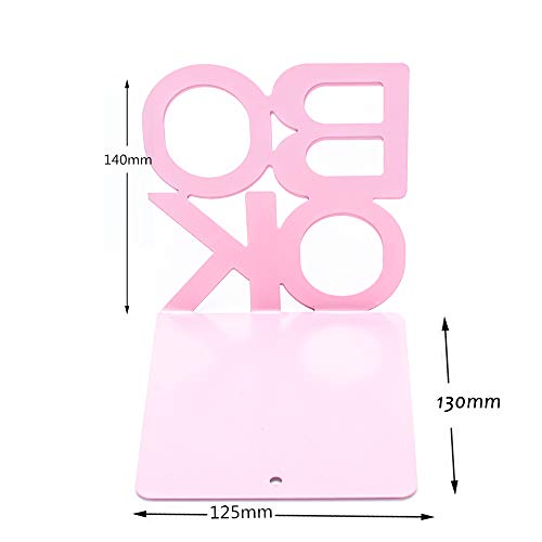 Book Ends - Decorative Metal Book Ends Supports for Bookrack Desk,Books, Unique Appearance Design,Heavy Duty - color: Pink, size: 1 pair