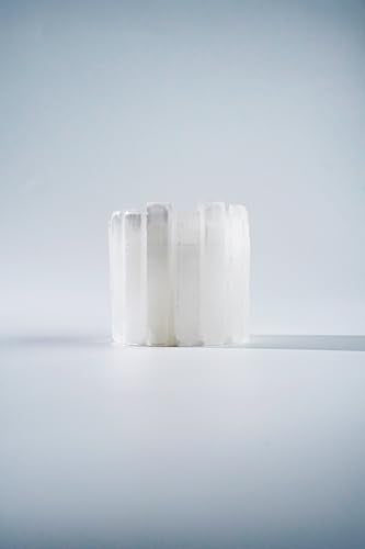 Natural Selenite Candle Holder for Tea Lights Irregularly Arranged Selenite Wand Candlesticks - Elegant Home Decor (Round Candle Holder)