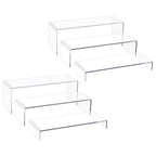 Acrylic Display Riser Stand of 6pcs, 5mm Thickness,12'' Length Tierd Display Stands, Acrylic Shelf Risers for Perfume Display,Risers for Buffet Table,Cupcake Stand,Pop Figurines,Tumbler,Food - size: 6PCS