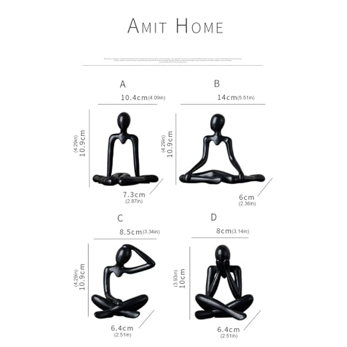 Artistic Abstract Thinking Figure Sculpture Ornament Home Decors for Living Room or Tabletop Display Abstract Art Ornament - color: Black, size: G