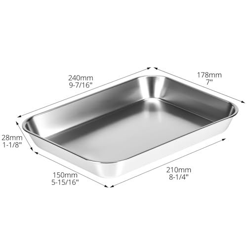 QWORK 2 Pack 304 Stainless Steel Utility Tray for Lab Supplies, Jewelry Tools, 8.6" x 6" x1"
