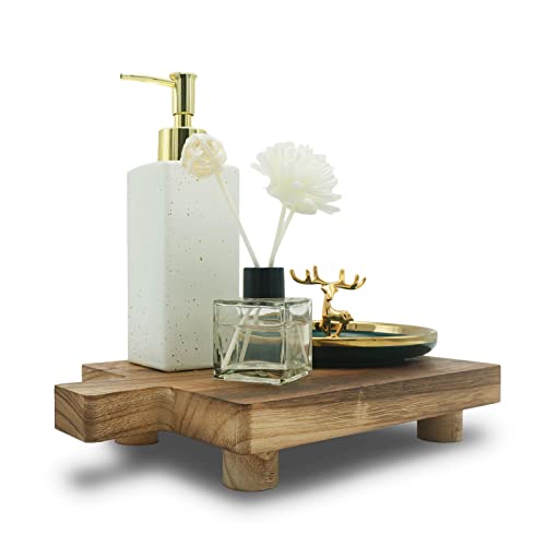 Handmade Wooden Tray,Practical Bathroom and Kitchen Decoration for Soap,Bath Bottles,Candles,Toilet Paper,Plant Holder(10.8 x 6.9 Inch)(Wood Color) - color: Wood, size: 10.8" x 6.9" x 2"