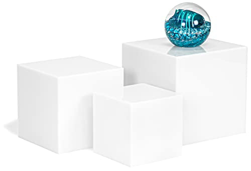 Red Co. Set of 3 Glossy White Acrylic Cube Display Nesting Riser Stands with Hollow Bottoms - 2-Pack - color: White, size: 4",5",6" - 2 pack