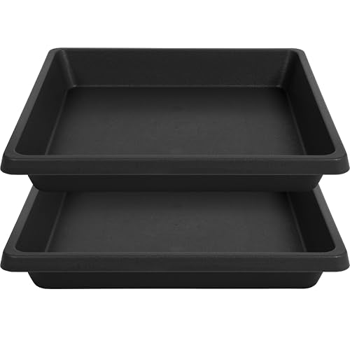 12 Inch 2 Pack Plant Saucer Square, Plant Saucers for Indoors and Outdoors, Flower Pot Saucers, Saucers for Potted Plants, Plant Water Catcher Trays for Pots (12"-Black) - color: Black, size: 12"(2Pack)