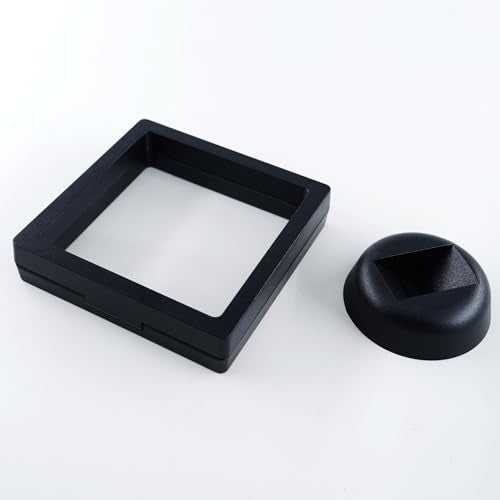 10Pcs Coin Holder Challenge Coin Display Stand, Black 3D Floating Display Case for AA Coin Medallions Jewelry Rock Gem Arrowhead Collecting and Display (3.5×3.5×0.8 inches) - size: 3.5×3.5×0.8 inches
