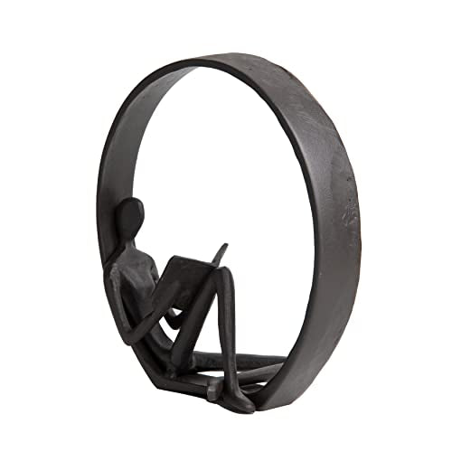 Danya B. Contemporary Encircled Male & Female Reader Cast Iron Sculpture Bookend Statues (Single Female)