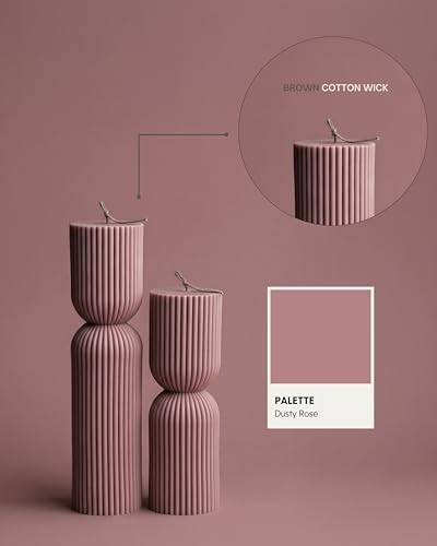 LAWA Hourglass Pillar Candle - Large Beautiful Handmade Soy Wax Candle Elegant Bubble Aesthetic Housewarming Gift Home Room Shelf Decor Idea White Dusty Rose (Set of 2) - color: Dusty Rose