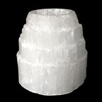 Selenite Tower Stone Candle Holder White Natural Crystal Light (1pc) Stone Tealight Votive Candle Holders - Handmade by mmCrystals™
