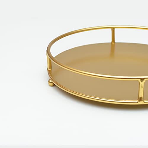 Jewelry Tray Perfume Display Organizer Bathroom Storage Vanity Tray Tabletop Display for Cosmetic, Candle, Jewelries, 10" Round Gold - color: 10”gold, size: 10"