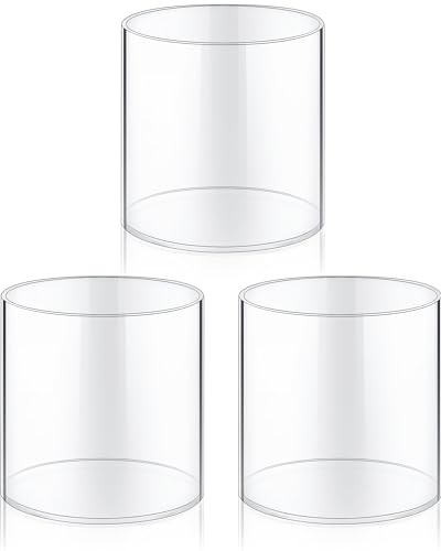 meekoo 3 Pcs Flower Acrylic Vase Cylinders Round Decorative 4 x 4 in Vase Break Resistant Acrylic Flower Cylinder for Centerpiece Home Wedding Decor(Clear, Classic) - color: Classic, size: 4 x 4 in