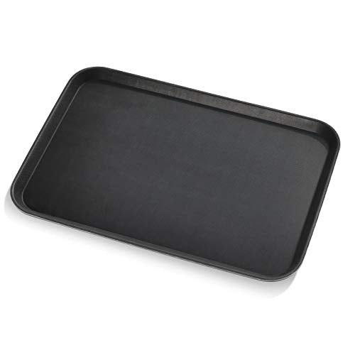 New Star Foodservice Restaurant Grade Non-Slip Tray, Plastic, Rubber Lined, Rectangular (Black, 18-Inch x 26-Inch) - color: Black, size: 18-Inch x 26-Inch