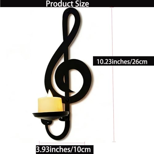 Candle Sconces Wall Musical Note Sconces Decor Wall Mounted Metal Candle Holders with Foldable Tray ZAYHENYOO for Music Lovers, Music Room, Christmas As A Gift(1, L-A) - size: 10.23 inches