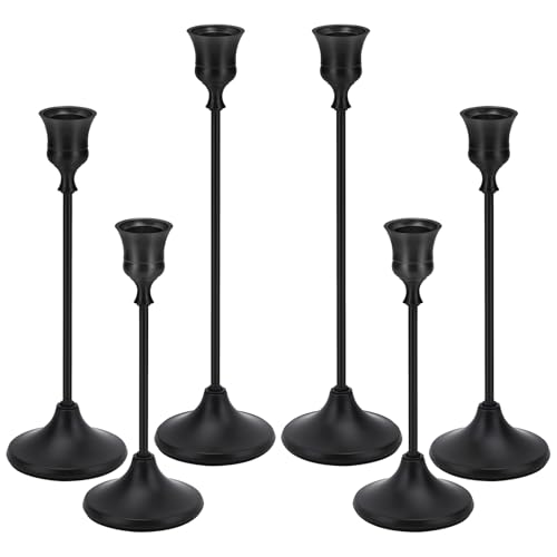 Black Candlestick Holders Taper Metal Candle Sticks Holder for Dining Table, Vintage Candelabra Tall Candle Stand for Tapered Candles, Decorative Centerpiece for Wedding Christmas Party Anniversary - color: Matte Black