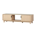 Walker Edison Arundo Fluted TV Stand for TVs up to 65 Inches, 58" TV Stand, Coastal Oak - color: Coastal Oak, size: 58" TV Stand