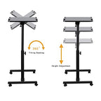 Bed Desk Adjustable Overbed Bedside Table Rolling Laptop Tray Desk Cart Height Portable Mobile Sit Stand Table Tilting Hospital Bed with Wheels - color: Black
