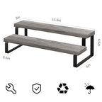 YINMIT Wooden Display Riser Stand, Tiered Perfume and Cologne Organizer Stand, 2 Tier Spice Rack Organizer, Rustic Display Shelf for Candles (2 Tier,Grey) - color: 2 Tier,Grey