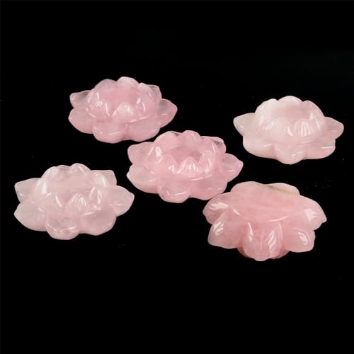 Justinstones Carved Rose Quartz Gemstone Lotus Flower Crystal Ball Stand - color: Flower