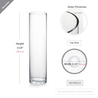 WGVI Quality Thick Weighted Clear Cylinder Glass Vases, 3" W x 12" H, Skinny Bud Vase Narrow Floral Bouquet Flower Arrangements Storage Container Candle Holders Decorative Accents, 1 Piece - size: 3"x12"H