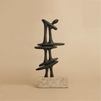 Statue Decorations Retro Light Luxury Marble Abstract Geometric Sculpture Ornaments Living Room Wine Cabinet Art Decoration Home Decor Object