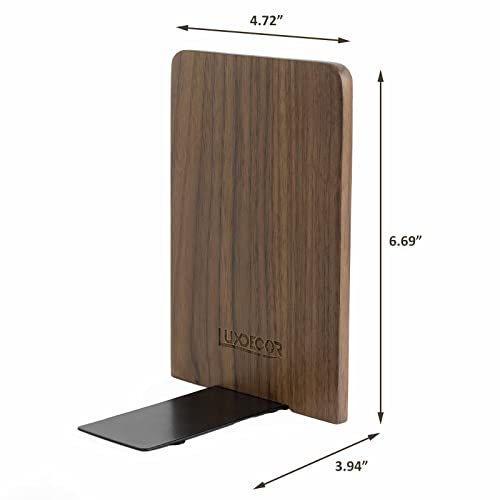 Large Bookend Hold Heavy Books- 7x4x5in 2 Pack Wood Bookends for Heavy Books Heavy Duty Walnut Book Ends for Men Wood Bookends for Office Desk Non-Skid - color: Walnut-s-2pair