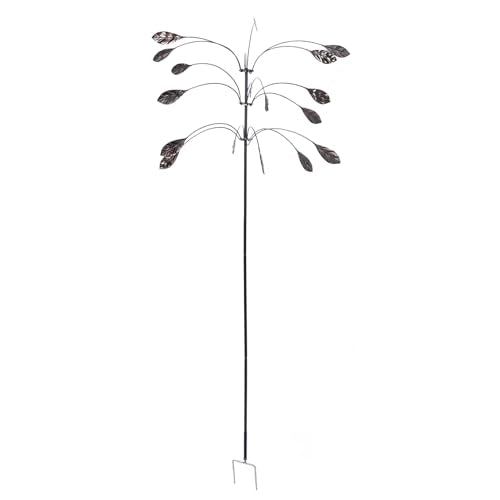 Wind Spinner Kinetic Wind Spinner Falling Foliage Design Wind Sculpture, Rustproof Water Proof Heavy Duty Falling Foliage Kinetic Copper Triple Spinner for Outdoor Garden