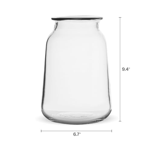 Elements Glass Milk Bottle Vase, for Use with Dried or Faux Flowers and Greenery, 4.2x4.2x4.72 Inch, Clear - size: 9.5 Inch