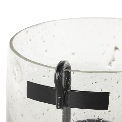 Deco 79 Glass Decorative Candle Holder Candle Stand with Black Metal Accents and Brown Speckles, Candlestick Holder 9" x 10" x 10", Clear - size: 9" x 10" x 10"