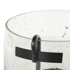 Deco 79 Glass Decorative Candle Holder Candle Stand with Black Metal Accents and Brown Speckles, Candlestick Holder 9" x 10" x 10", Clear - size: 9" x 10" x 10"