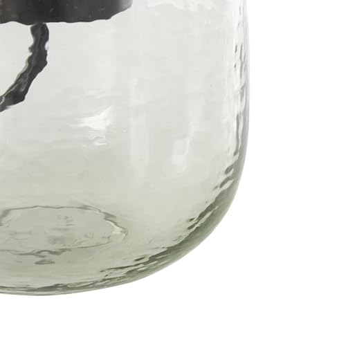 Deco 79 Glass Decorative Candle Holder Candle Stand with Black Metal Accents, Candlestick Holder 7" x 7" x 11", Clear - size: 7" x 7" x 11"