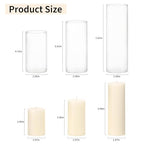 12PCS Hurricane Candles Set with Glass Cylinders – White Unscented Pillar Candles in Glass, 3 Size Mixed Glass Pillar Candle Holder, Windproof Elegant Table Centerpiece for Home, Wedding, Party Decor