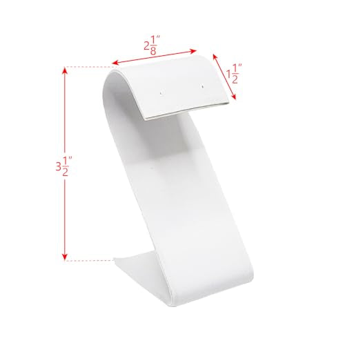 MOOCA 6 Pcs Faux Leather Earring Display Stand Displays, Jewelry Organizer Display Holder for Earrings, White, 2 1/8 W x 1 1/2 D x 3 1/2 H in - color: White Faux Leather, Small